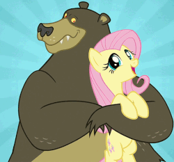 Size: 545x509 | Tagged: safe, screencap, fluttershy, harry, pony, all bottled up, g4, animated, bear hug, best friends until the end of time, cropped, cute, female, gif, harrybetes, hug, legitimate bear hugs, shyabetes