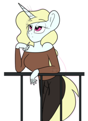 Size: 717x977 | Tagged: safe, artist:dativyrose, oc, oc only, oc:blanca, anthro, cigarette, clothes, solo
