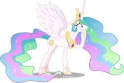 Size: 15945x10727 | Tagged: safe, artist:vector-brony, princess celestia, alicorn, pony, celestial advice, g4, absurd resolution, crown, female, floppy ears, gritted teeth, jewelry, mare, nervous, raised hoof, regalia, simple background, solo, transparent background, vector