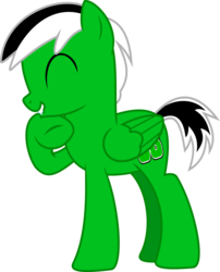 Size: 1024x1265 | Tagged: safe, artist:jeremeymcdude, oc, oc only, oc:rick "dash" witt, pegasus, pony, g4, chuckle, laughing, show accurate, simple background, snickering, solo, transparent background, vector