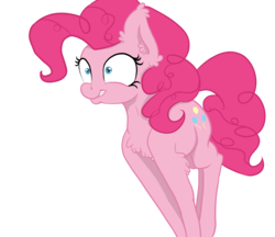Size: 1866x1612 | Tagged: safe, artist:paskanaakka, derpibooru exclusive, pinkie pie, earth pony, pony, g4, chest fluff, ear fluff, female, fluffy, grin, shrunken pupils, simple background, smiling, solo, transparent background