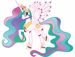 Size: 1024x768 | Tagged: safe, artist:ripped-ntripps, princess celestia, alicorn, pony, g4, animatronic, female, five nights at freddy's, mare, simple background, solo, white background