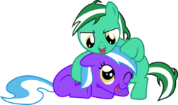 Size: 1024x607 | Tagged: safe, artist:jeremeymcdude, oc, oc only, oc:bright starr, oc:mint starr, earth pony, pegasus, pony, g4, duo, noogie, show accurate, siblings, simple background, transparent background, twins, vector