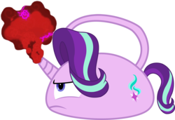Size: 1499x1025 | Tagged: safe, artist:paganmuffin, starlight glimmer, object pony, original species, all bottled up, g4, anger magic, angry, female, kettle, magic, objectification, ponified, simple background, solo, teapot, transparent background