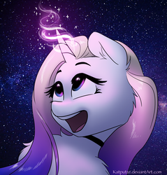 Size: 1700x1779 | Tagged: safe, artist:katputze, pony, unicorn, female, glowing horn, happy, horn, magic, mare, open mouth, ponified, smiling, solo, stars, wengie, youtube, youtuber