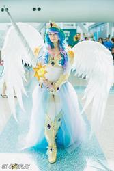 Size: 640x960 | Tagged: safe, artist:annalynncosplay, princess celestia, human, g4, clothes, cosplay, costume, female, irl, irl human, photo, solo, sword, weapon