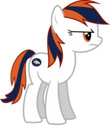 Size: 1024x1157 | Tagged: safe, artist:jeremeymcdude, oc, oc only, oc:milo highliss, earth pony, pony, g4, american football, denver broncos, getting real tired of your shit, nfl, ponified, solo