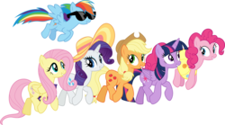 Size: 5414x3001 | Tagged: safe, artist:cloudy glow, applejack, fluttershy, pinkie pie, rainbow dash, rarity, twilight sparkle, alicorn, pony, all bottled up, g4, absurd resolution, best friends until the end of time, cowboy hat, hat, mane six, simple background, stetson, sunglasses, transparent background, twilight sparkle (alicorn), vector