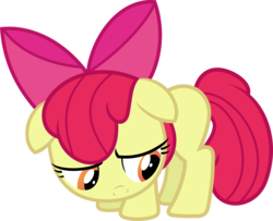 Size: 4500x3650 | Tagged: safe, artist:slb94, apple bloom, earth pony, pony, call of the cutie, g4, absurd resolution, cute, female, filly, floppy ears, head down, looking away, sad, sadorable, simple background, solo, transparent background, vector