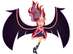 Size: 8500x6269 | Tagged: safe, artist:limedazzle, moondancer, equestria girls, g4, absurd resolution, alternate universe, clothes, corrupted, dress, evil, evil grin, female, glowing horn, grin, horn, midnight-ified, show accurate, simple background, smiling, solo, spread wings, transparent background, wings