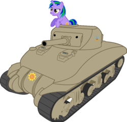 Size: 802x772 | Tagged: safe, artist:jeremeymcdude, oc, oc only, oc:shimmer starr, g4, m4 sherman, show accurate, simple background, solo, tank (vehicle), transparent background, vector