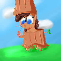 Size: 4000x4000 | Tagged: safe, artist:luciusheart, oc, oc only, oc:tree, bird, earth pony, pony, colorful, cute, singing, tree, tree costume, weapons-grade cute, whistling