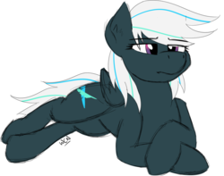Size: 1024x808 | Tagged: safe, artist:wcnimbus, oc, oc only, oc:crosswind, pegasus, pony, bored, colored sketch, crossed hooves, cutie mark, female, mare, prone, solo