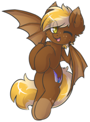 Size: 911x1228 | Tagged: safe, artist:sapphfyr, oc, oc only, oc:star catcher, bat pony, pony, cute, female, flying, freckles, looking at you, mare, ocbetes, one eye closed, open mouth, simple background, smiling, solo, transparent background, wink