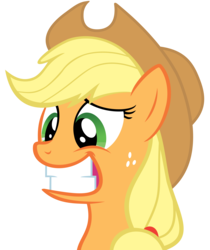 Size: 8000x9520 | Tagged: safe, artist:bronyvectors, applejack, earth pony, pony, g4, party of one, absurd resolution, awkward, bust, female, portrait, simple background, solo, transparent background, vector