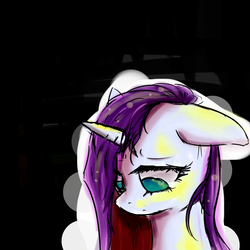 Size: 3000x3000 | Tagged: safe, artist:posionjoke, rarity, pony, unicorn, g4, bust, female, floppy ears, high res, looking down, mare, sad, solo
