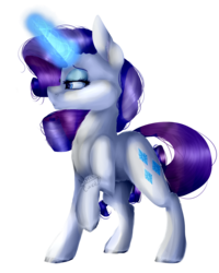 Size: 1467x1836 | Tagged: safe, artist:norrixcurral08, rarity, pony, unicorn, g4, eyeshadow, female, glowing horn, horn, lidded eyes, makeup, mare, raised hoof, simple background, solo, transparent background