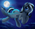 Size: 2800x2333 | Tagged: safe, artist:evomanaphy, oc, oc only, oc:shady hearts, pegasus, pony, cloud, commission, female, flying, full moon, high res, looking at you, mare, moon, night, sky, smiling, solo, spread wings, stars, wings