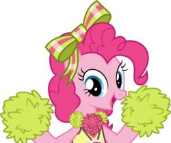 Size: 5000x4173 | Tagged: safe, artist:dashiesparkle, pinkie pie, earth pony, pony, all bottled up, g4, absurd resolution, cheerleader, cheerleader pinkie, female, pom pom, simple background, smiling, solo, transparent background, vector