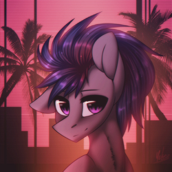 Size: 2000x2000 | Tagged: safe, artist:norra, oc, oc only, oc:cloud bringer, pony, 80s, high res, male, outrun, retro, signature, solo, stallion