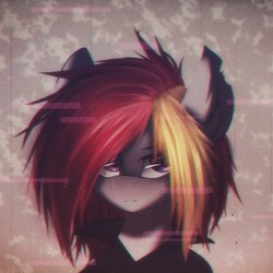 Size: 2000x2000 | Tagged: safe, artist:norra, oc, oc only, pony, abstract background, chromatic aberration, clothes, error, glitch, high res, solo