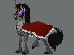 Size: 800x600 | Tagged: safe, artist:dementra369, king sombra, classical unicorn, pony, unicorn, g4, beard, cape, chest fluff, clothes, cloven hooves, crown, dark magic, facial hair, handsome, horn, jewelry, leonine tail, magic, male, regalia, simple background, solo, sombra eyes, stallion, stupid sexy sombra, teeth, unshorn fetlocks