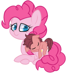 Size: 658x724 | Tagged: safe, artist:margaretlovez, pinkie pie, oc, oc:little brian, earth pony, pony, banned from equestria daily, g4, baby, baby pony, base used, colt, cute, duo, duo male and female, female, foal, male, mare, mother, mother and child, mother and son, offspring, parent:oc:big brian, parent:pinkie pie, parents:canon x oc