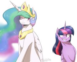 Size: 2811x2270 | Tagged: safe, artist:lrusu, princess celestia, twilight sparkle, alicorn, pony, g4, high res, simple background, transparent background, twilight sparkle (alicorn)