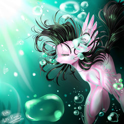 Size: 1024x1024 | Tagged: safe, artist:martuchan200, oc, oc only, alicorn, pony, alicorn oc, bubble, female, mare, ocean, signature, solo, underwater