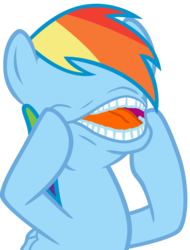 Size: 1931x2547 | Tagged: safe, artist:scourge707, rainbow dash, pegasus, pony, g4, biting pear of salamanca, female, lolwut, mare, nightmare fuel, not salmon, simple background, solo, transparent background, wat