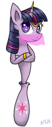 Size: 1137x2765 | Tagged: safe, artist:novaspark, twilight sparkle, genie, ask genie twilight, g4, armband, bottle, crossed hooves, female, gem, headband, horn, horn ring, looking at you, simple background, solo, transparent background, veil
