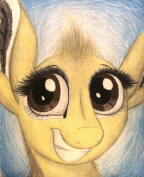 Size: 1076x1324 | Tagged: safe, artist:thefriendlyelephant, oc, oc only, oc:kekere, antelope, dik dik, adorable face, animal in mlp form, big ears, big eyes, big nose, bust, close-up, cute, fluffy, portrait, smiling, solo, traditional art