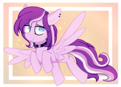 Size: 3000x2143 | Tagged: safe, artist:php54, oc, oc only, oc:violet rose, pegasus, pony, bedroom eyes, collar, commission, heart eyes, high res, piercing, wingding eyes