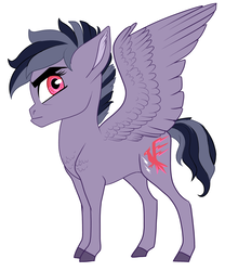Size: 1024x1228 | Tagged: safe, artist:loryska, oc, oc only, oc:thunder bird, pegasus, pony, adopted offspring, female, mare, parent:lightning dust, simple background, solo, white background