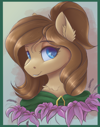 Size: 3300x4200 | Tagged: safe, artist:ardail, oc, oc only, oc:mocha latte, pony, bust, chest fluff, clothes, ear fluff, female, high res, looking at you, mare, portrait, solo