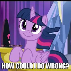 Size: 702x699 | Tagged: safe, edit, edited screencap, screencap, pinkie pie, twilight sparkle, alicorn, pony, g4, the crystalling, image macro, meme, twilight sparkle (alicorn)