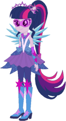 Size: 311x570 | Tagged: safe, artist:ra1nb0wk1tty, artist:selenaede, sci-twi, twilight sparkle, equestria girls, g4, my little pony equestria girls: legend of everfree, boots, crystal guardian, crystal wings, female, glasses, high heel boots, ponied up, ponytail, sci-twilicorn, simple background, solo, sparkles, white background, wings