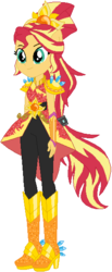 Size: 244x592 | Tagged: safe, artist:ra1nb0wk1tty, artist:selenaede, sunset shimmer, equestria girls, g4, my little pony equestria girls: legend of everfree, boots, chains, crystal guardian, female, high heel boots, ponied up, ponytail, simple background, solo, sparkles, sun, white background