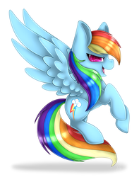 Size: 1166x1483 | Tagged: safe, artist:skashigame, rainbow dash, pony, g4, backwards cutie mark, chibi, female, solo, spread wings, wings