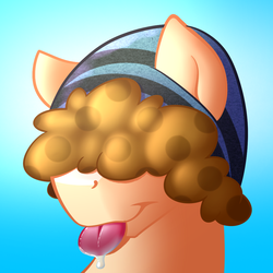 Size: 1024x1024 | Tagged: safe, artist:timidwithapen, oc, oc only, oc:timid cookie, beanie, drool, hat, male, tongue out