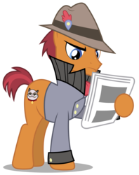 Size: 2380x3000 | Tagged: safe, artist:brony-works, sourpuss, earth pony, pony, g4, clothes, grumpy cat, hat, high res, male, newspaper, simple background, solo, transparent background, vector