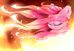 Size: 3300x2300 | Tagged: safe, artist:madacon, pinkie pie, earth pony, pony, g4, color porn, eyes closed, female, fire, high res, mare, pinkamena diane pie, smiling, solo, wallpaper