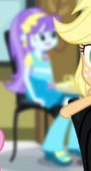 Size: 134x252 | Tagged: safe, screencap, applejack, aqua blossom, equestria girls, g4, my little pony equestria girls: rainbow rocks, blurry, boots, cropped, freckles, high heel boots, op i can't see shit
