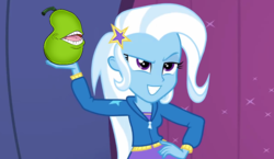 Size: 972x564 | Tagged: safe, edit, edited screencap, screencap, trixie, equestria girls, g4, my little pony equestria girls: rainbow rocks, biting pear of salamanca, meme