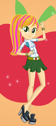 Size: 267x591 | Tagged: safe, oc, oc only, oc:apple gem, equestria girls, g4, clothes, cute, freckles, high heels, legs, miniskirt, ponytail, shirt, shoes, skirt, starsue, white scarf