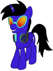 Size: 1698x2250 | Tagged: safe, artist:cybersquirrel, oc, oc only, oc:dash lunar, alicorn, pony, alicorn oc, headphones, male, stallion, sunglasses