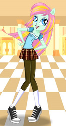 Size: 295x559 | Tagged: safe, artist:starsue.net, oc, oc only, oc:spunky sport, equestria girls, g4, clothes, converse, cute, leggings, miniskirt, pleated skirt, shoes, skirt, socks, solo, starsue, tennis shoes, white socks
