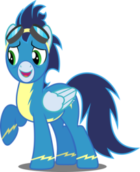 Size: 4071x5000 | Tagged: safe, artist:dashiesparkle, soarin', pegasus, pony, g4, newbie dash, .svg available, absurd resolution, clothes, goggles, male, raised hoof, simple background, smiling, solo, stallion, transparent background, uniform, vector, wonderbolts uniform