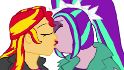 Size: 1191x670 | Tagged: safe, artist:ktd1993, aria blaze, sunset shimmer, equestria girls, g4, 1000 hours in ms paint, female, kissing, lesbian, ms paint, shipping, sunblaze