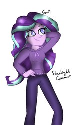Size: 534x900 | Tagged: safe, artist:5341456, starlight glimmer, equestria girls, g4, alternate hairstyle, clothes, female, hair swap, hoodie, simple background, solo, white background